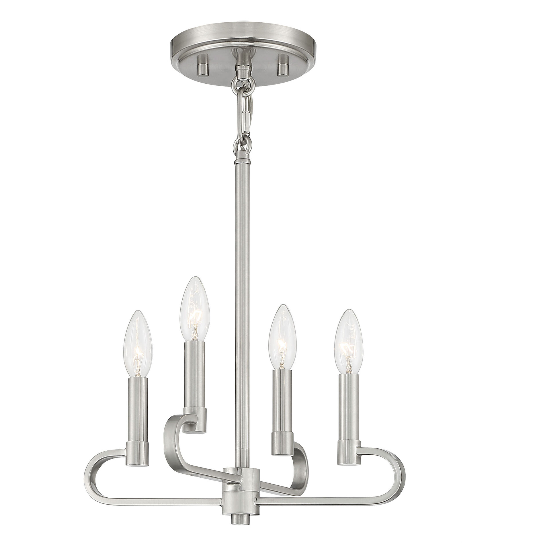 Summit 4 Light 14 inch Brushed Nickel Chandelier Convertible Ceiling Light